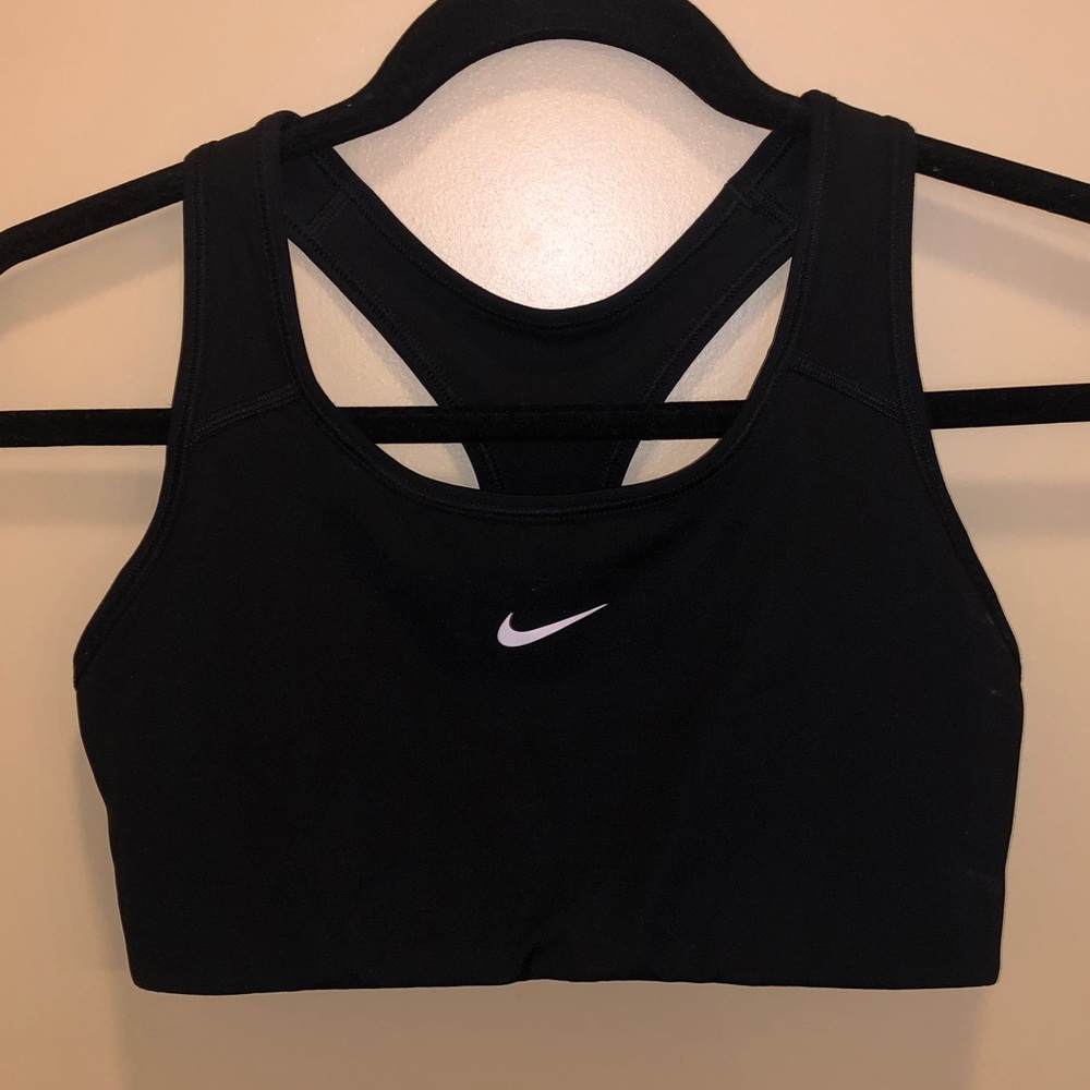 Nike Women's Black Sports Bra with White Logo